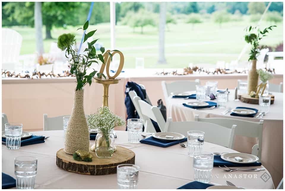navy and gold table decorations for wedding