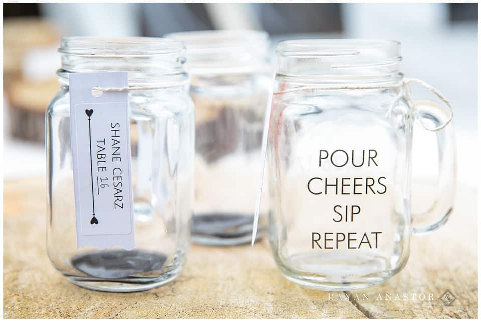 wedding reception drink glasses as favors