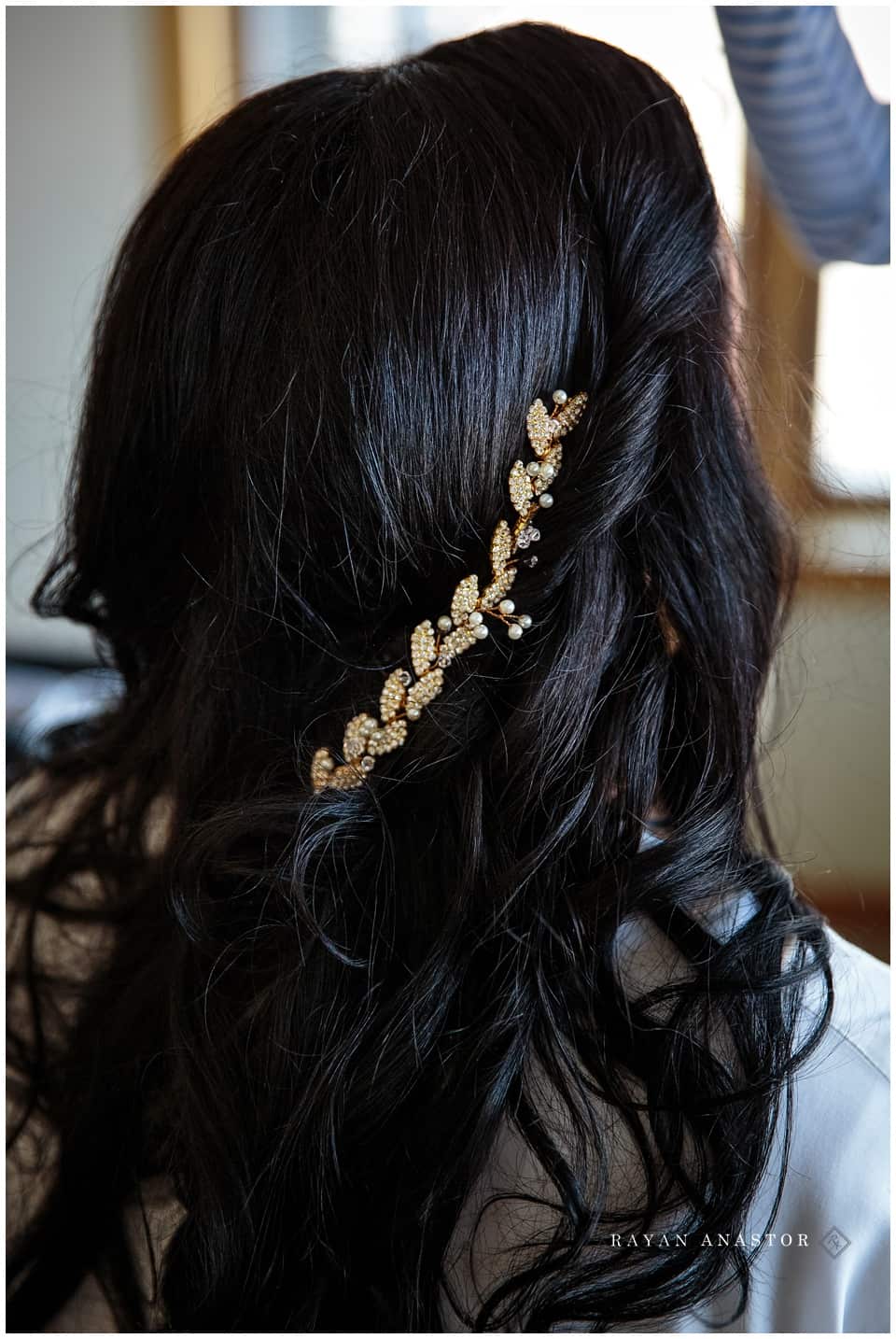 bride having hair done