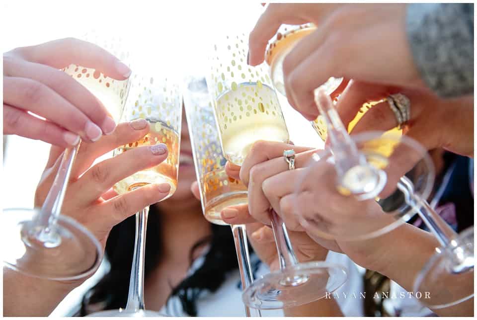 bride toasting before wedding