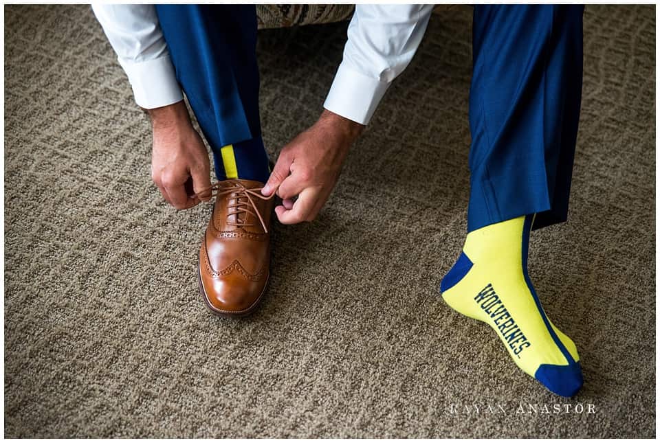 grooms university of michigan socks