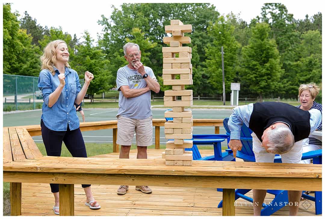 giant Jenga block at wedding