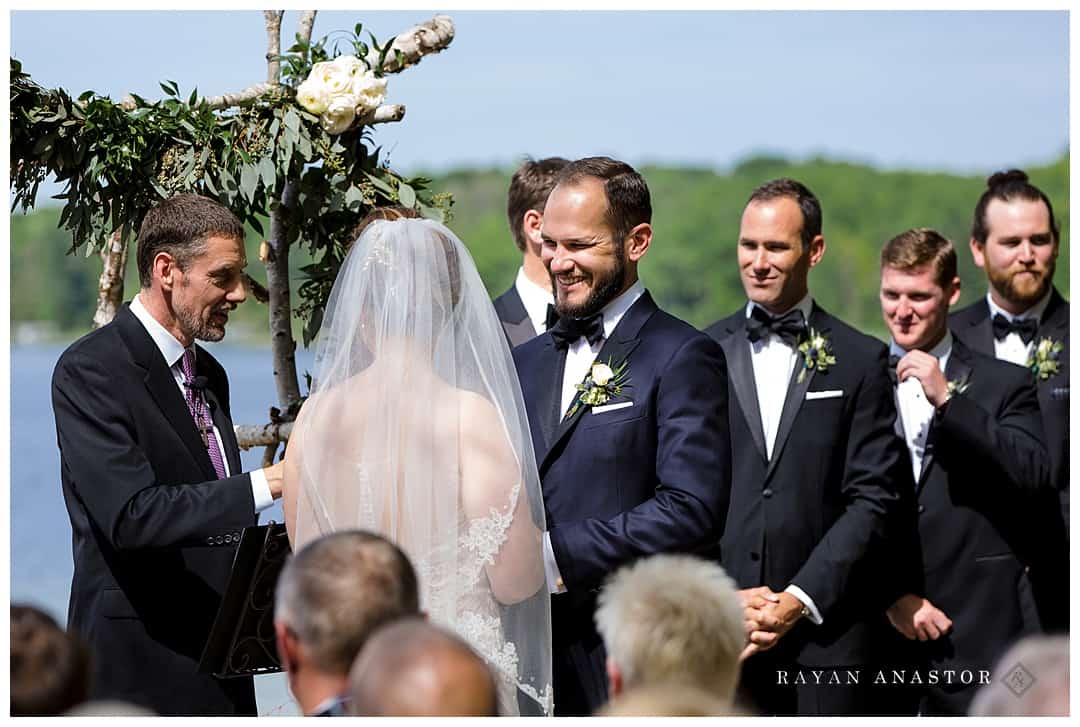 groom getting married on lower herring lake