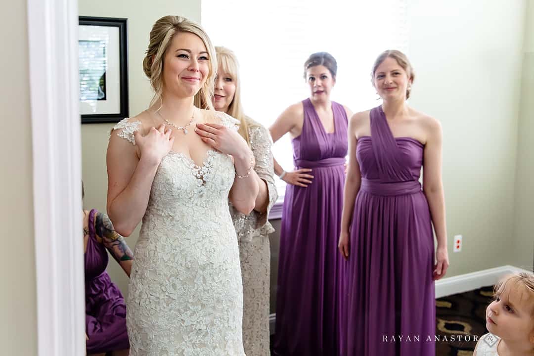 bride crying seeing herself for the first time