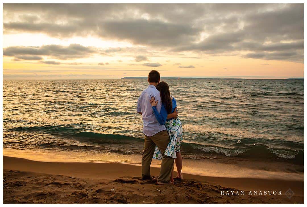 Lake Michigan Sunset Engagement Photos