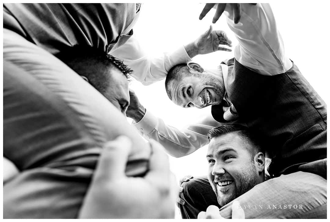 groomsmen chicken fight