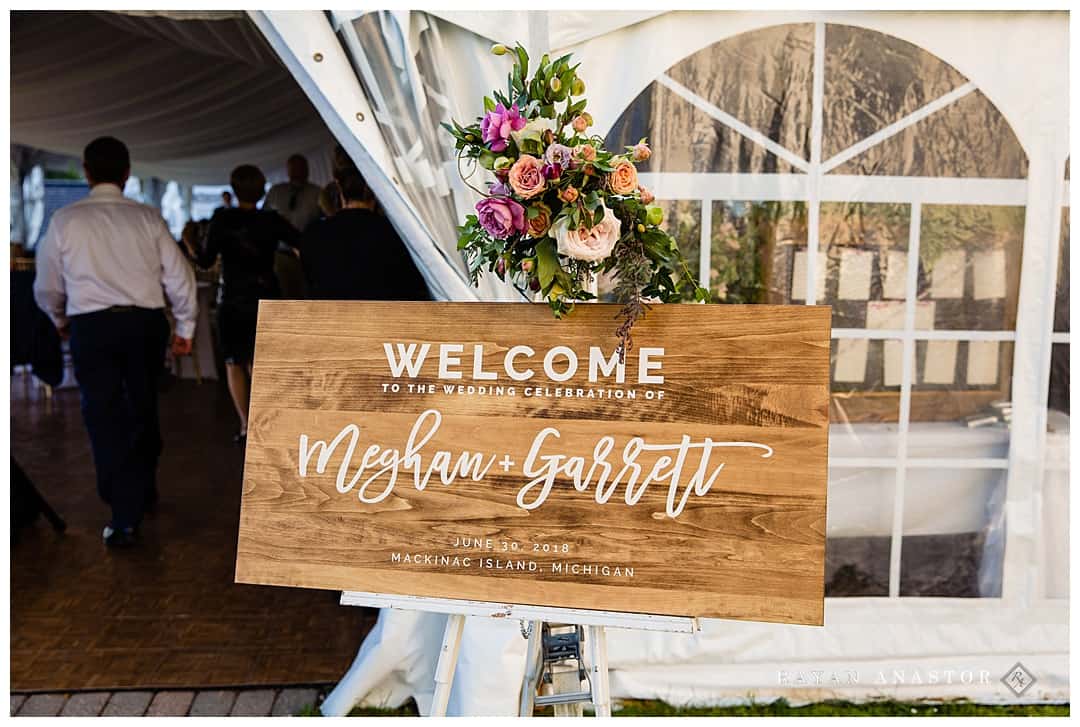 bloom floral design wedding reception sign
