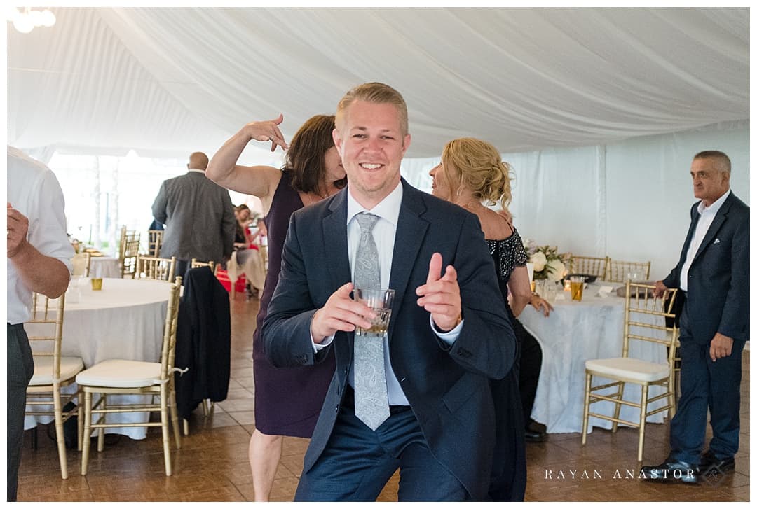 family having fun at wedding reception