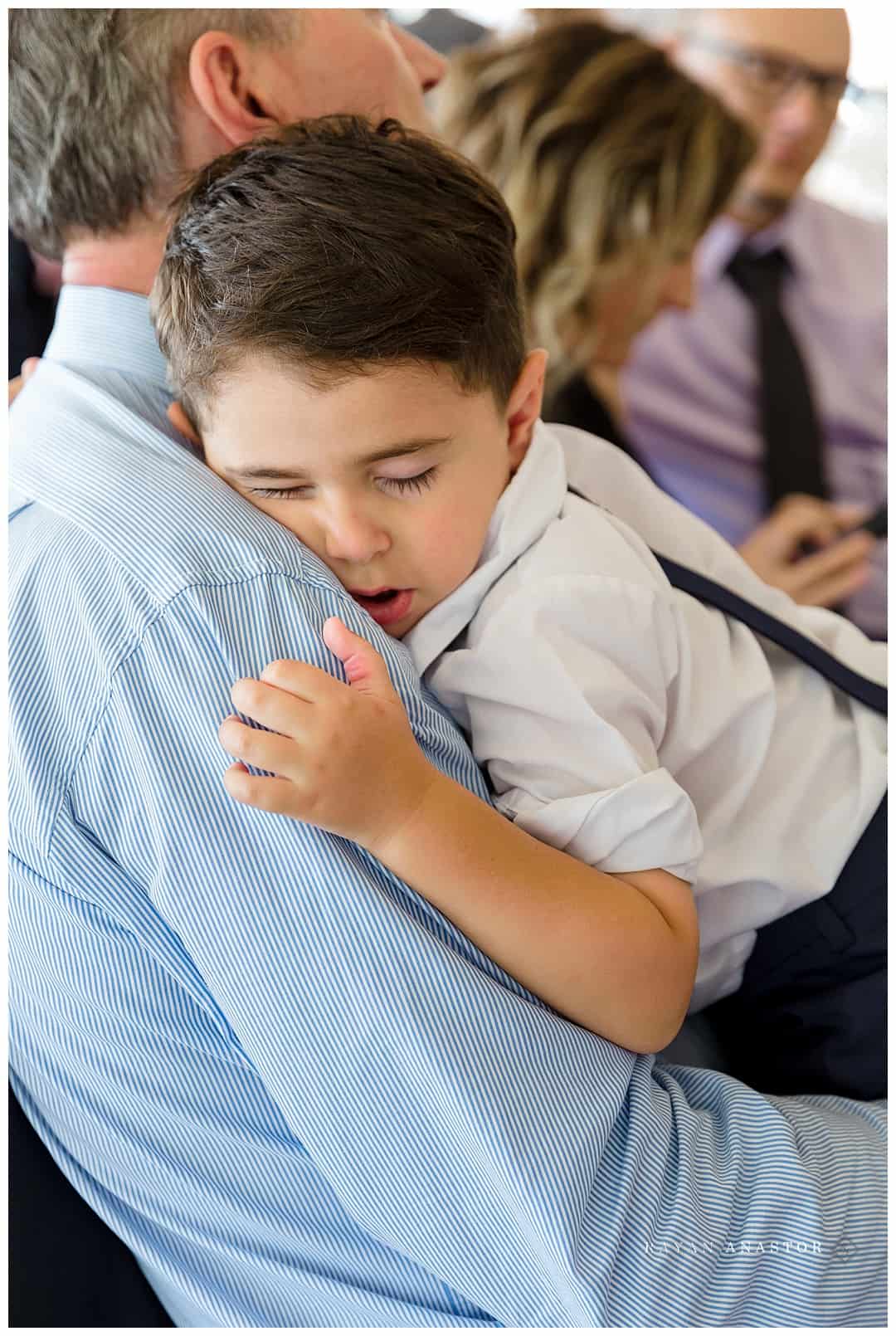 sleeping baby at wedding