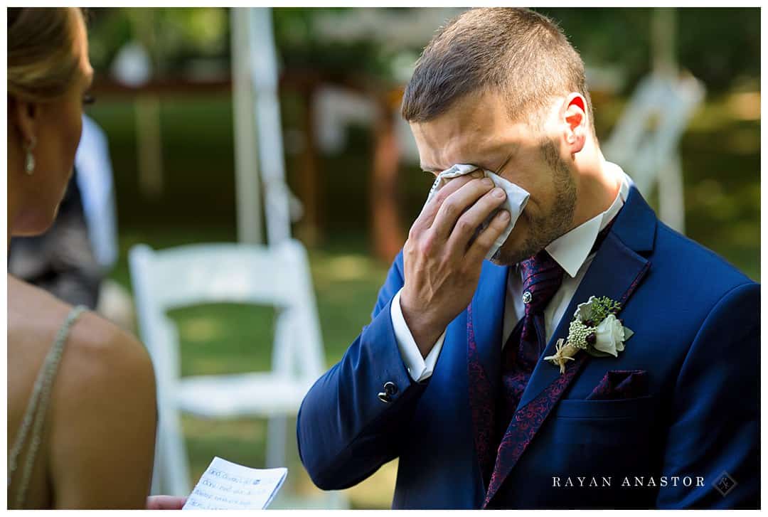 groom crying during vows