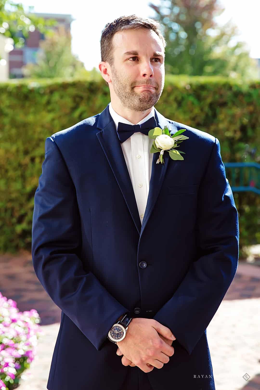 groom crying seeing bride for first time.
