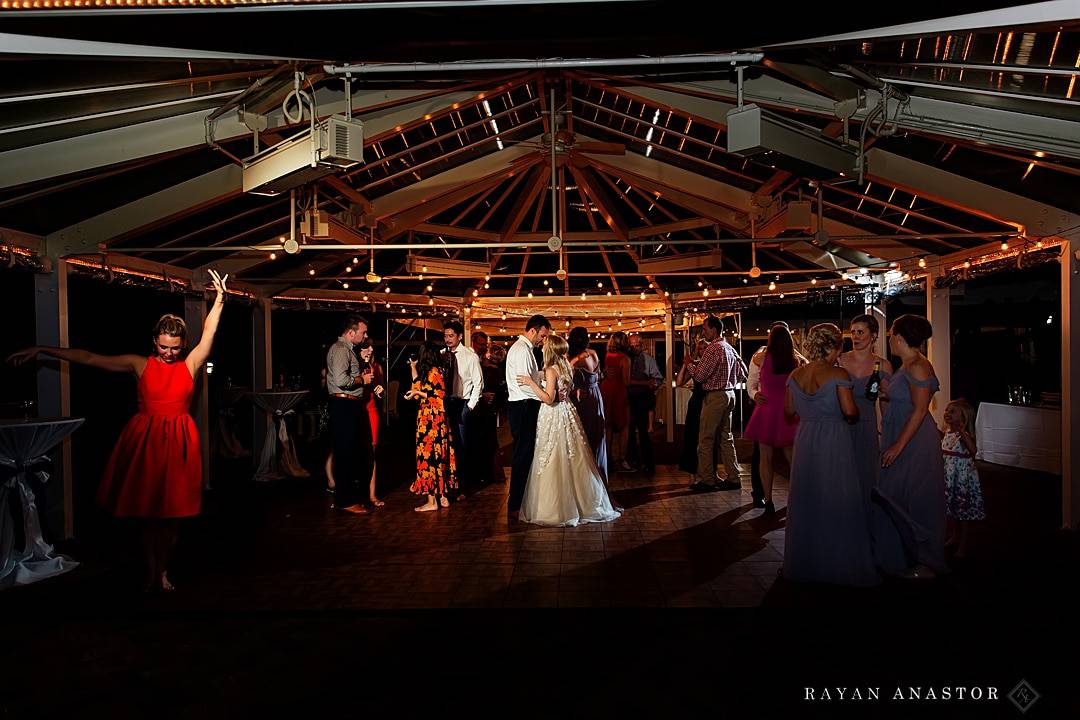 bride and groom dancing during wedding reception