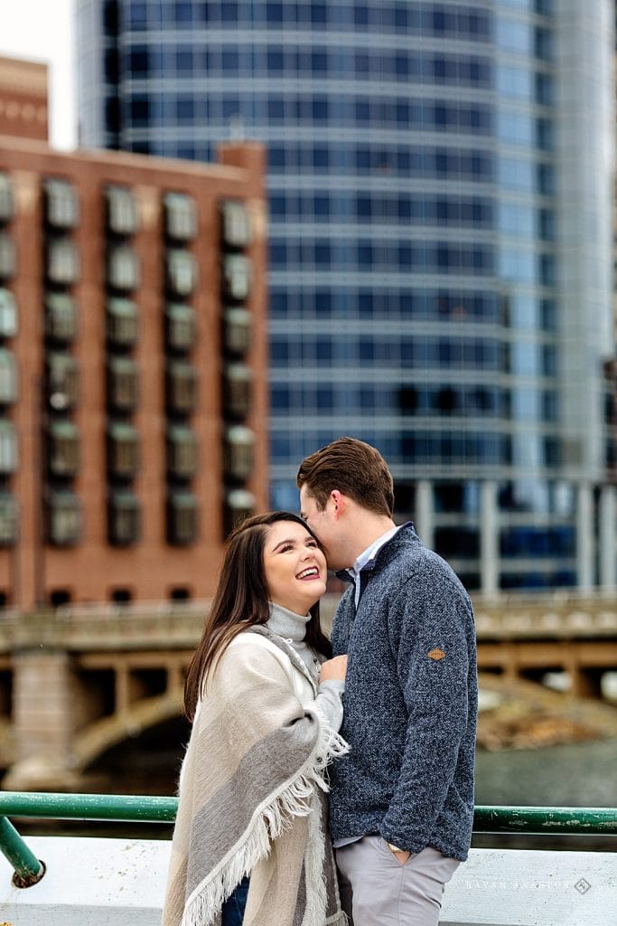 Winter Engagement photos in downtown Grand Rapids