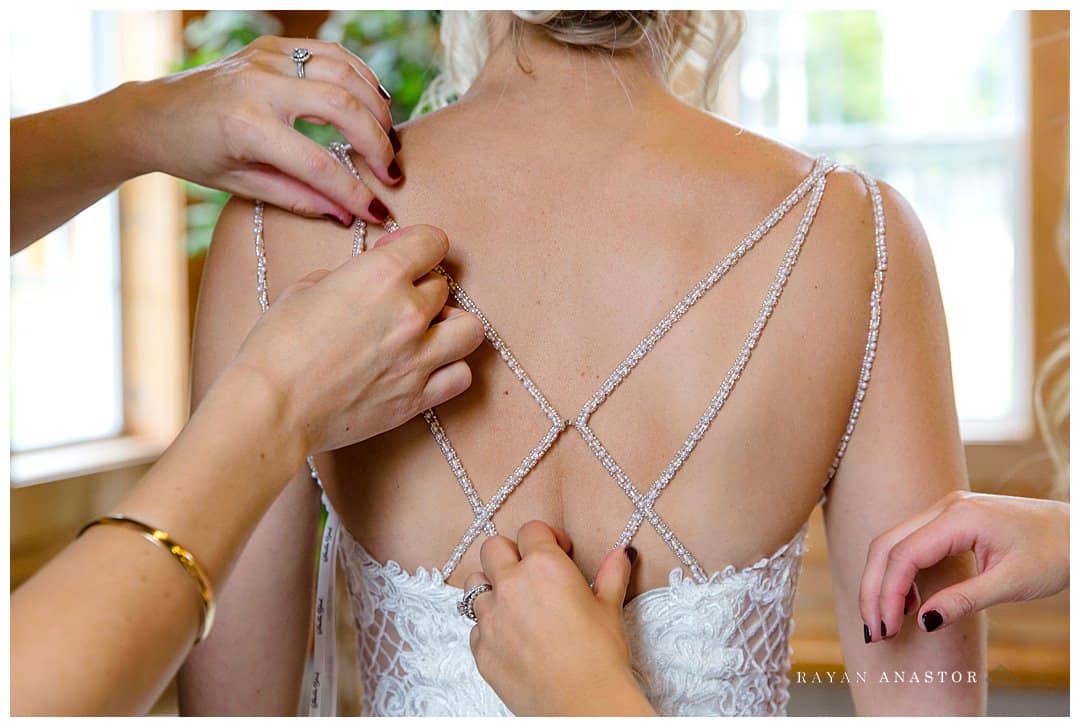 wedding gown diamond strap adjustment
