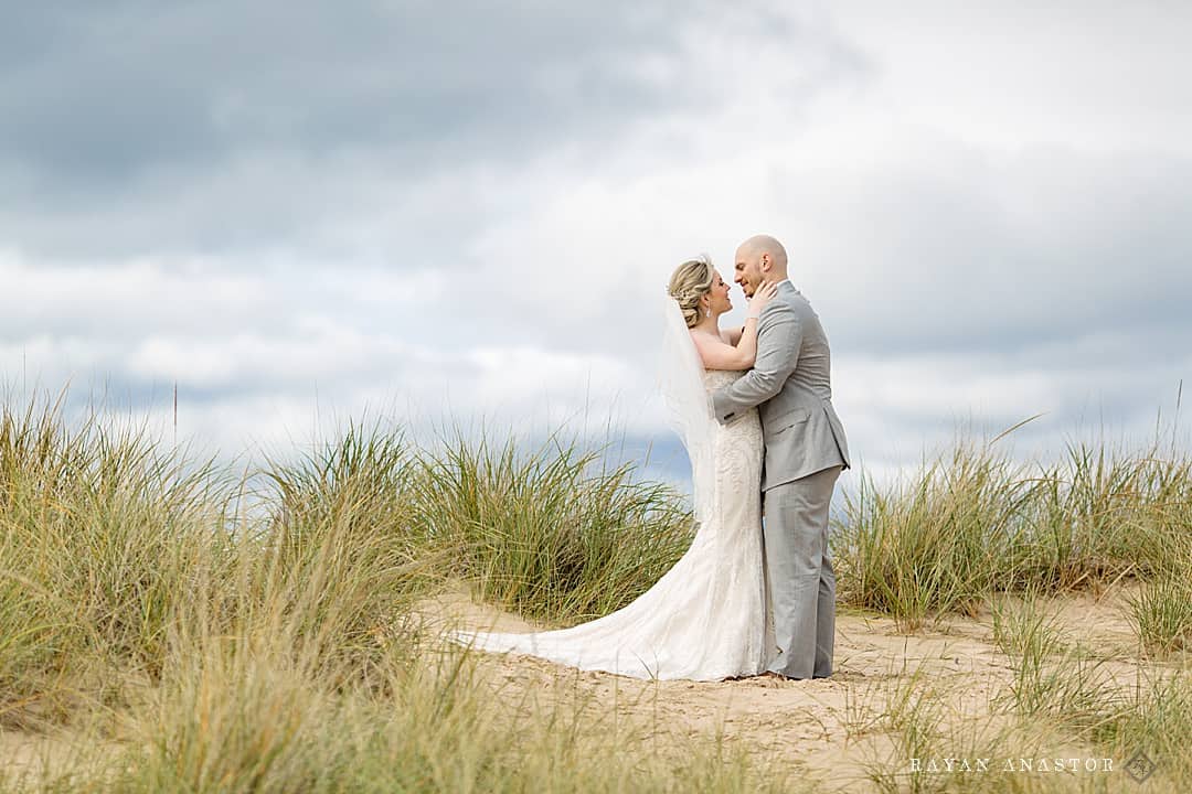 Bride and Groom at Lake Michigan in Manistee