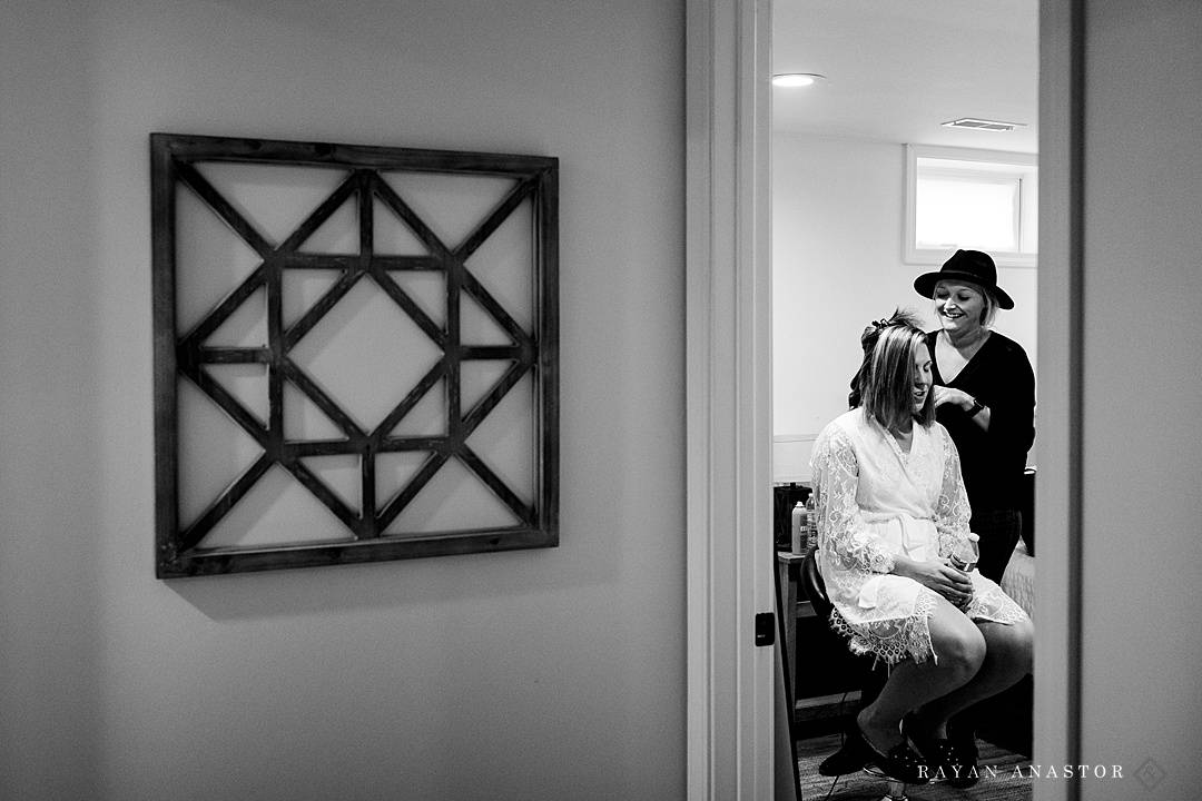 bride getting ready for wedding in Traverse City