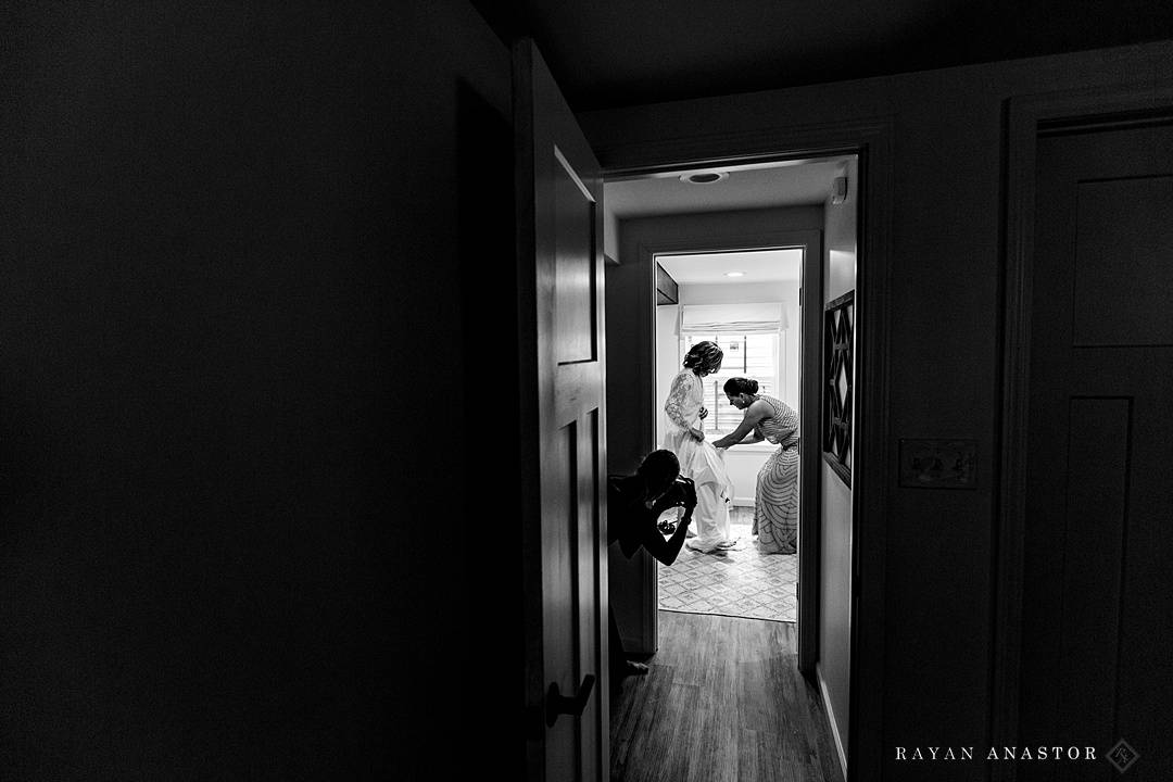 bride getting ready for wedding in Traverse City