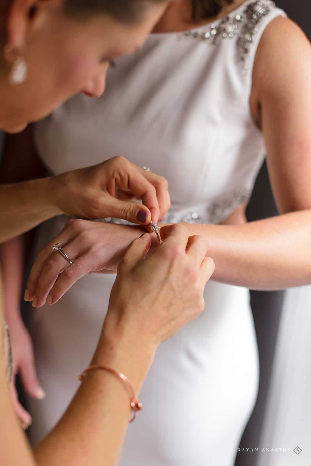 bride getting ready for wedding in Traverse City