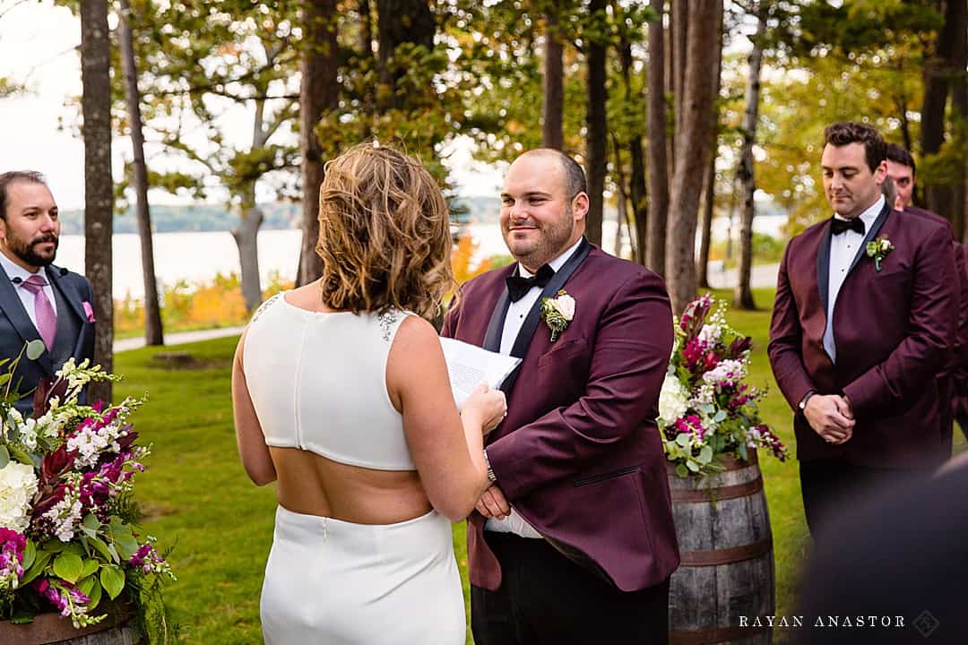 bride and groom getting married on old mission peninsula