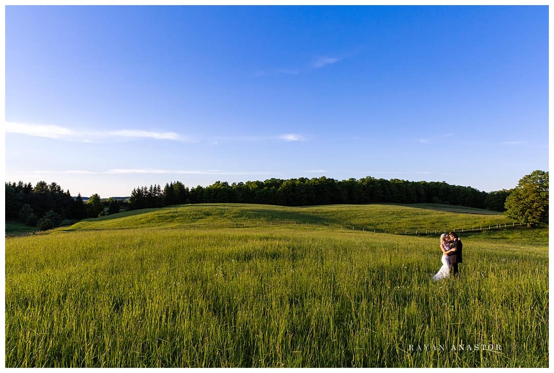 Sunset bridal portraits in the field