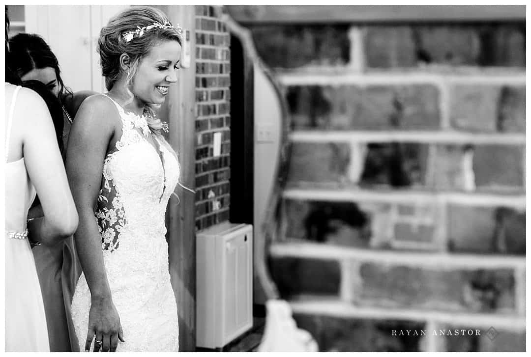 bride getting dressed