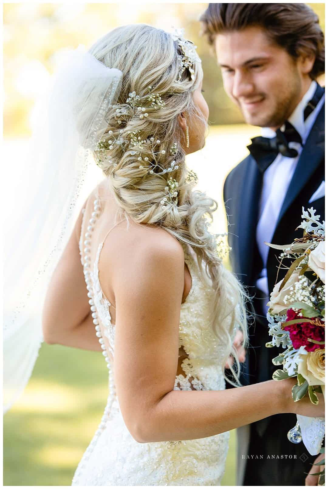 sunset field photos of bride and groom