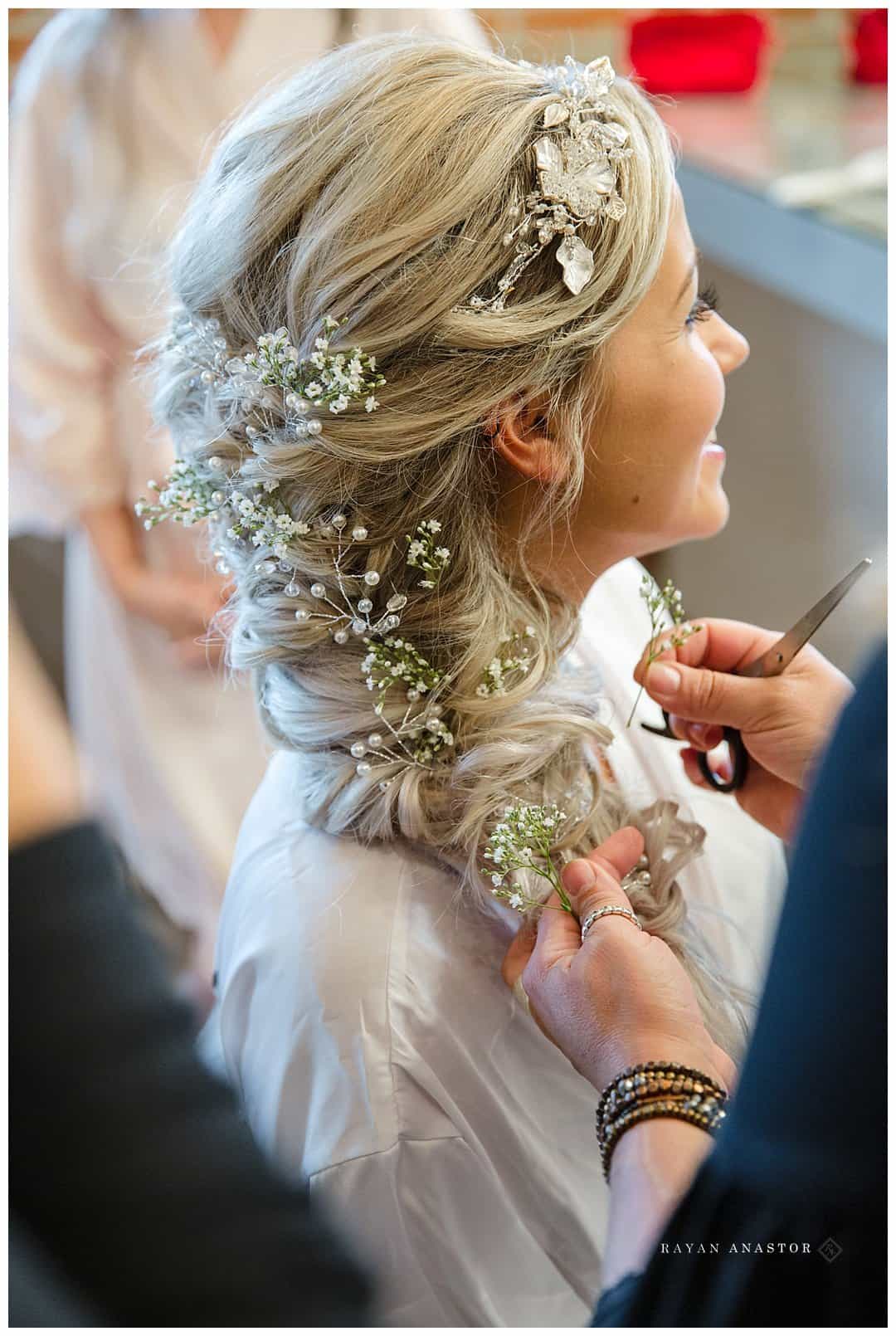 Bliss Salon and Spa braiding brides hair