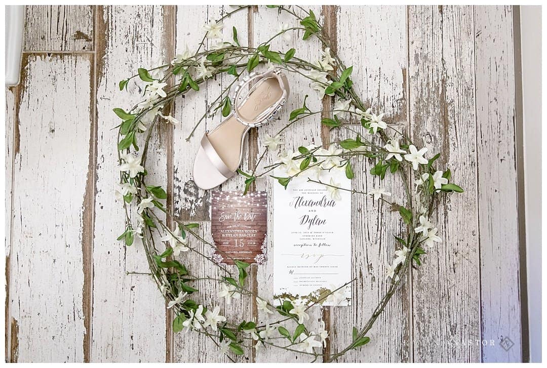 Minted Wedding Invitation with shoes and florals