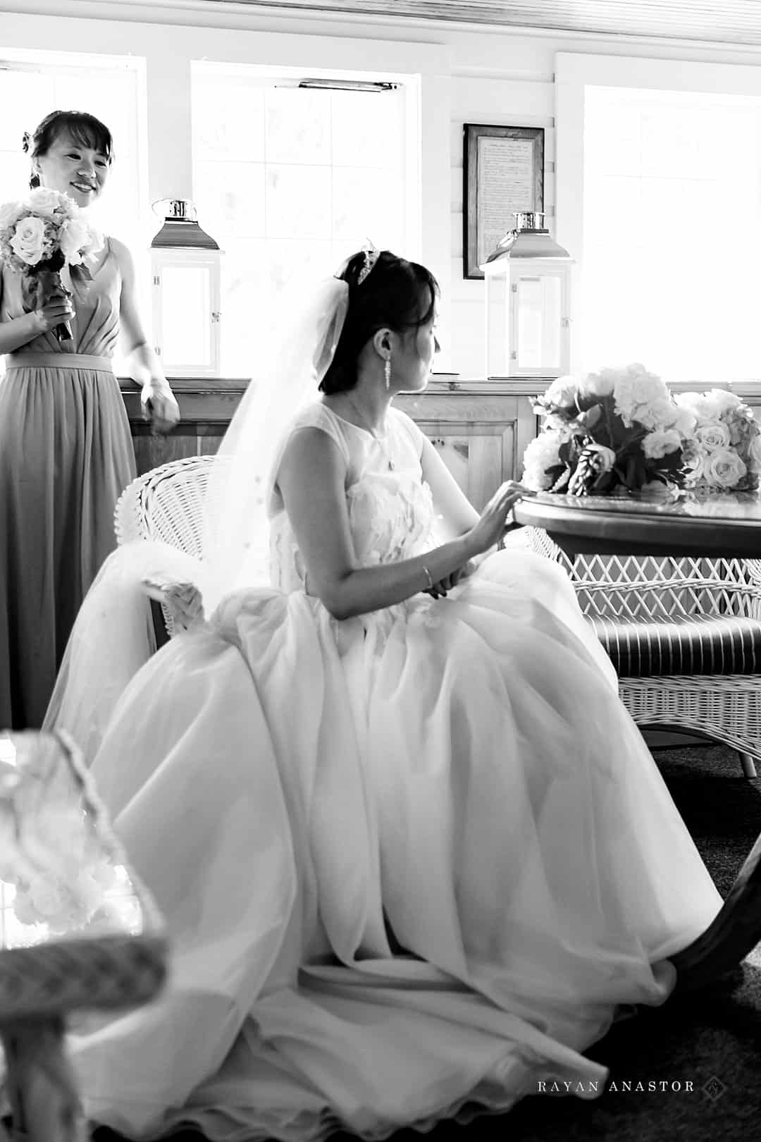 bride awaiting wedding in Leland Country Club