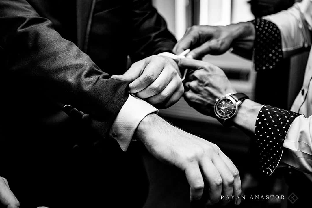 Groom getting ready for wedding