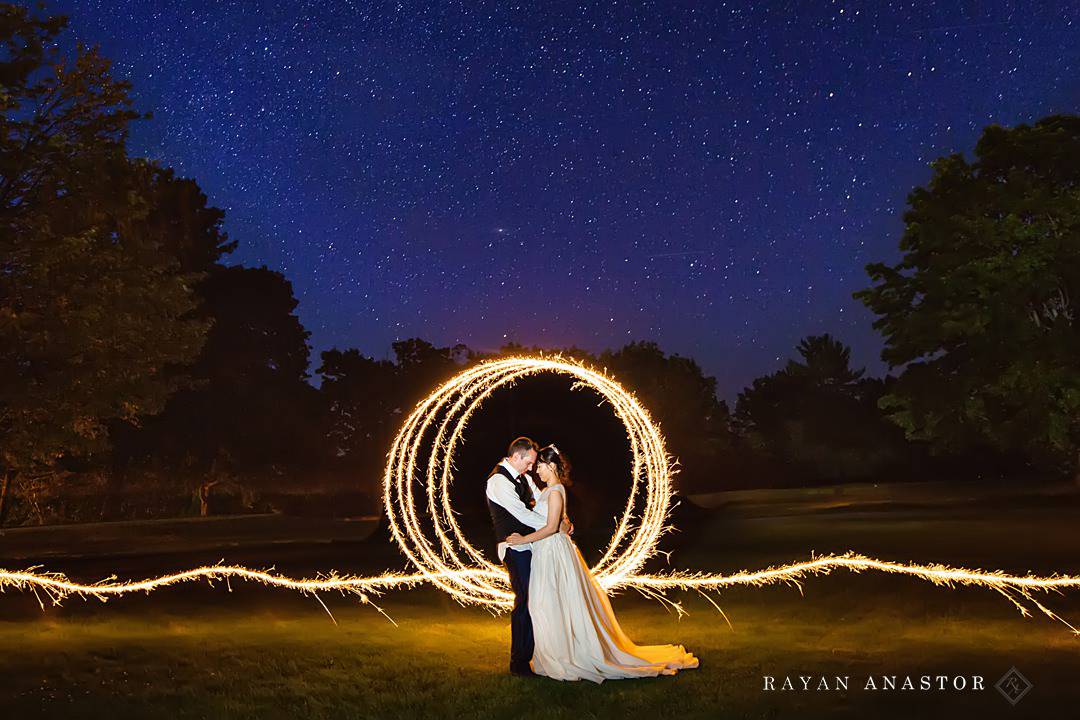 Night time sparkler photo at Leland Country Club