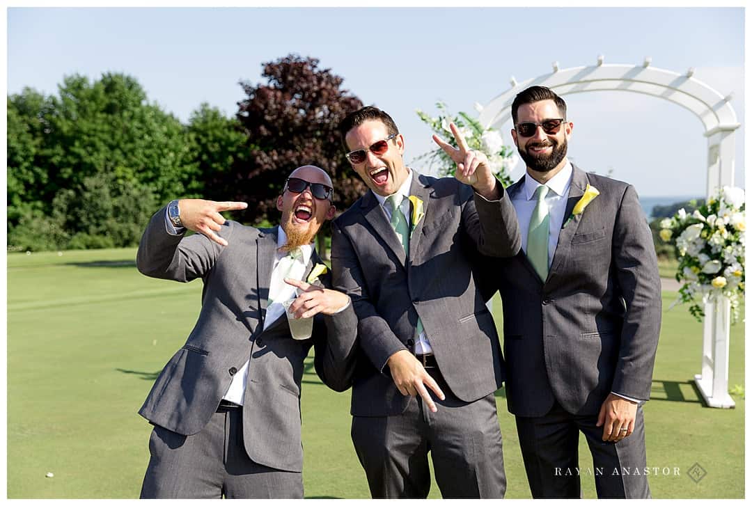 groomsmen having fun before wedding