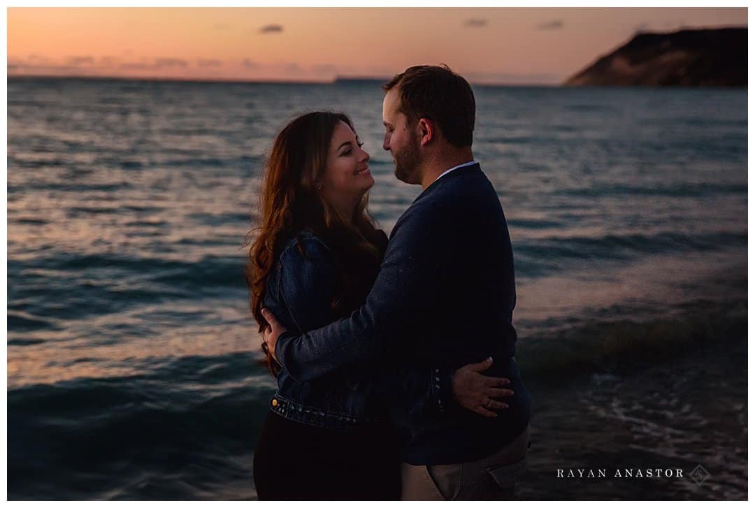 Lake Michigan engagement photo