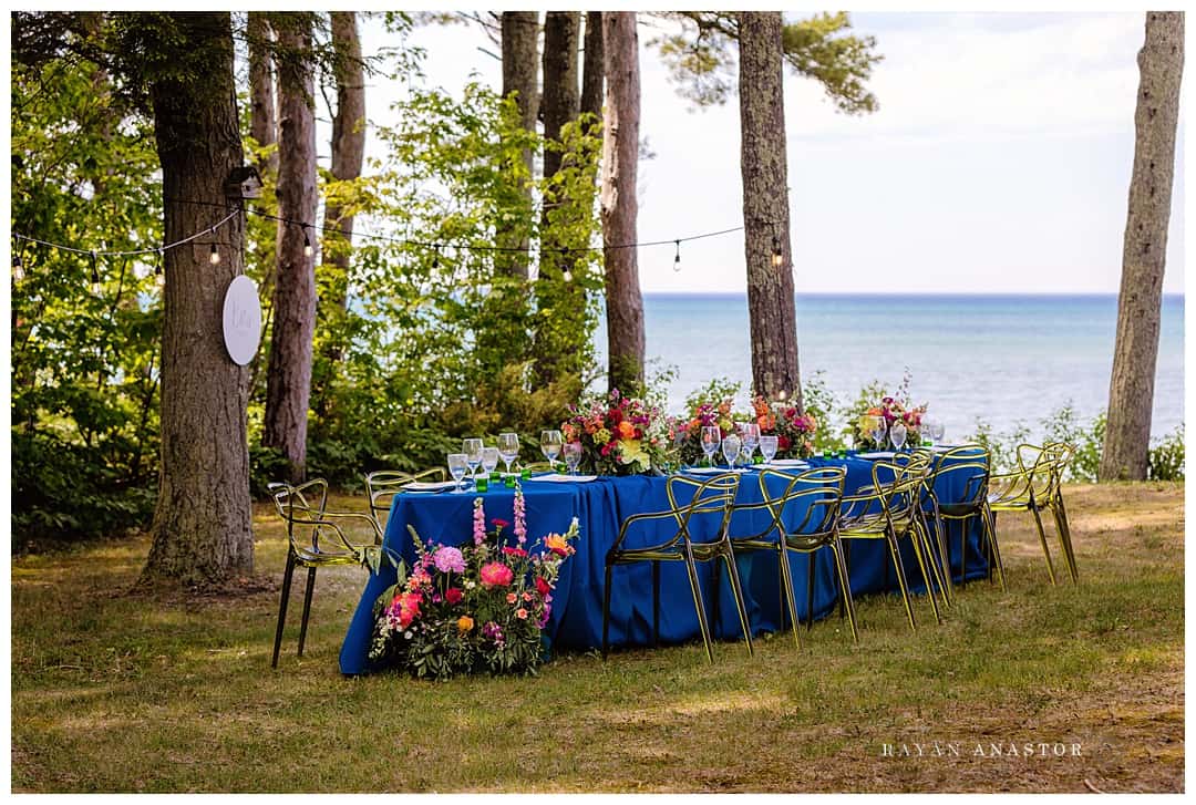 Beach side wedding reception on Lake Michigan