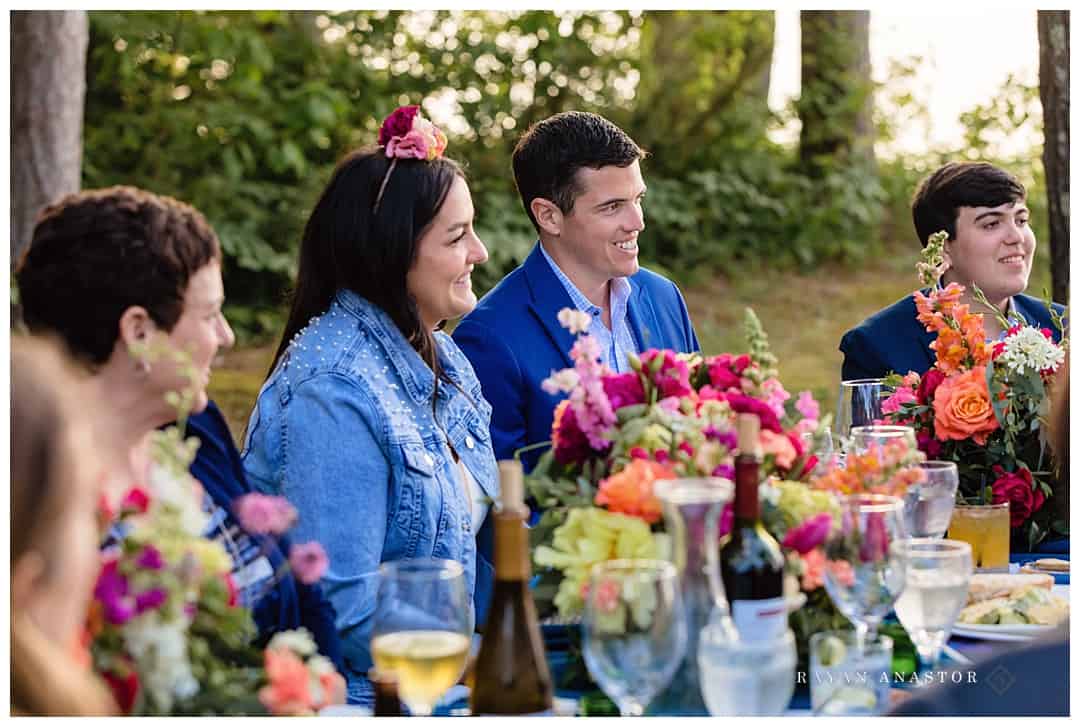 toasting bride and groom at beaver island lodge