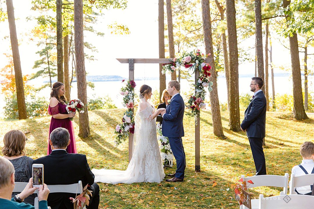 Fall Wedding at Mission Table overlooking Lake Michigan