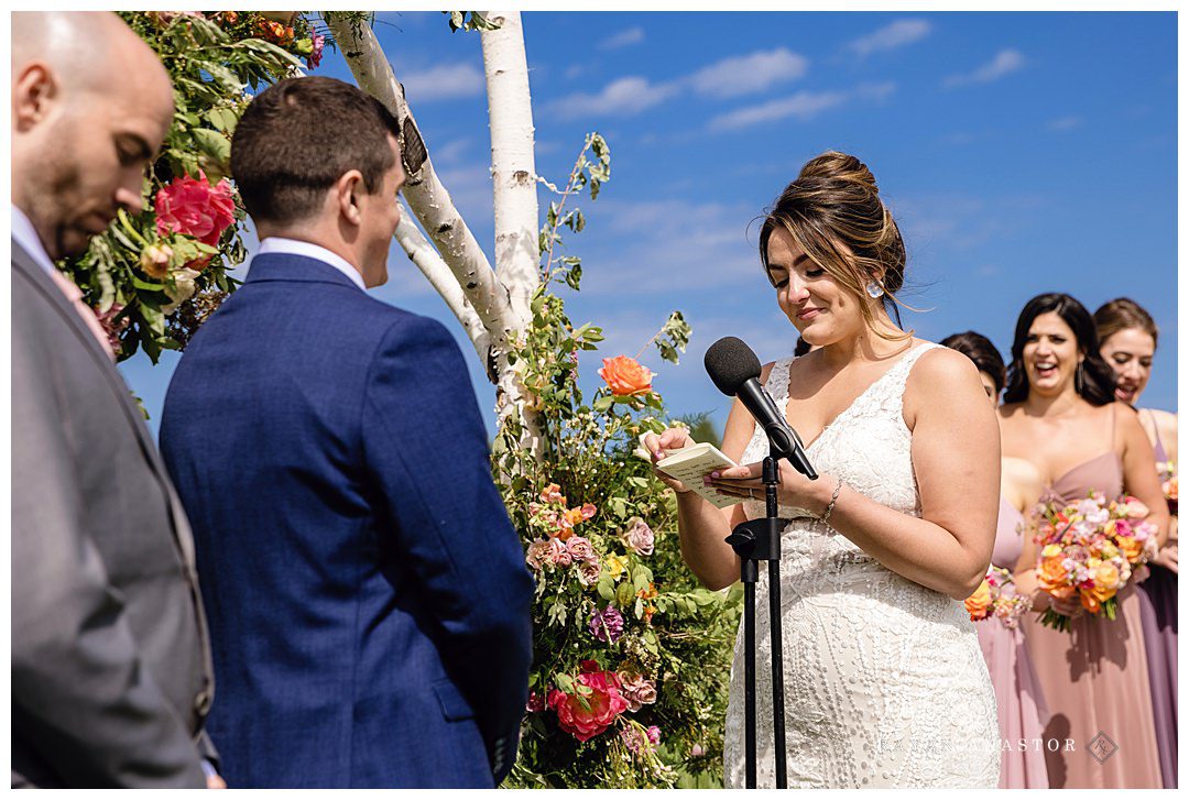 bride saying vows in Northern Michigan