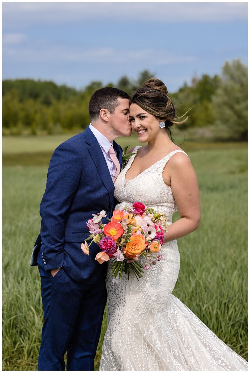 bride and groom at Shanahan's Barn