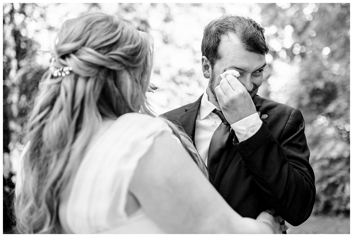 first look with groom at the peninsula room