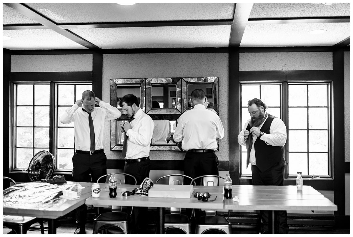 groomsmen getting ready in mission table