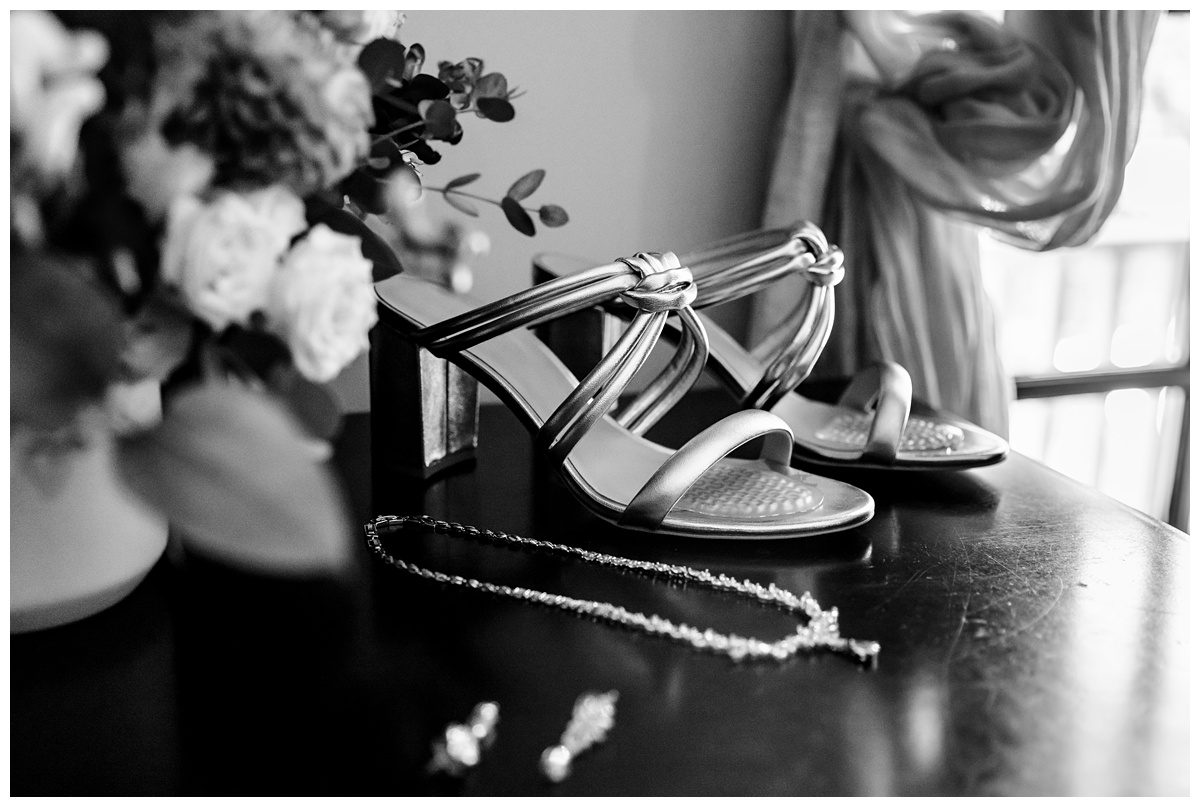 brides shoes and florals at Mission Table