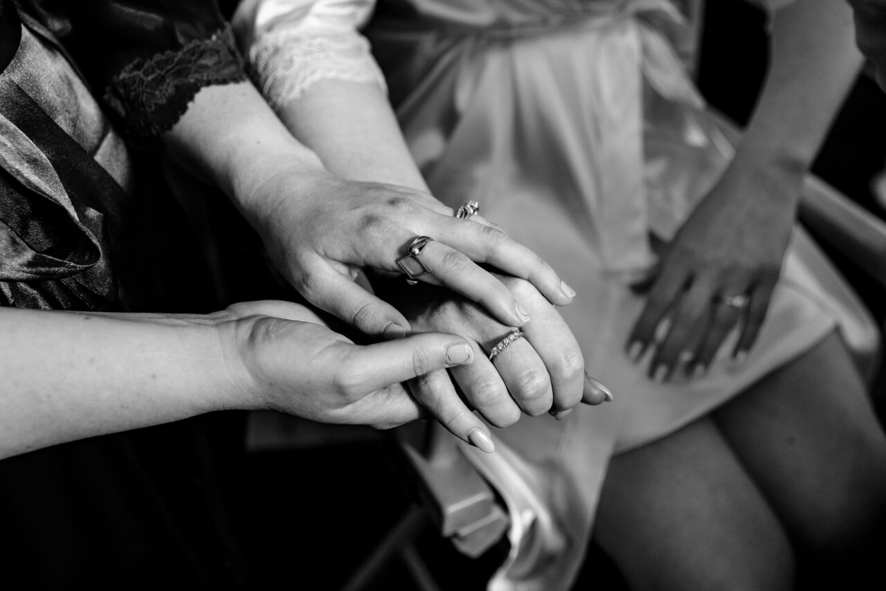 Holding hands before wedding