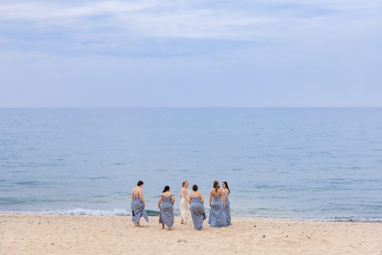 heading out on the beach to head to the wedding