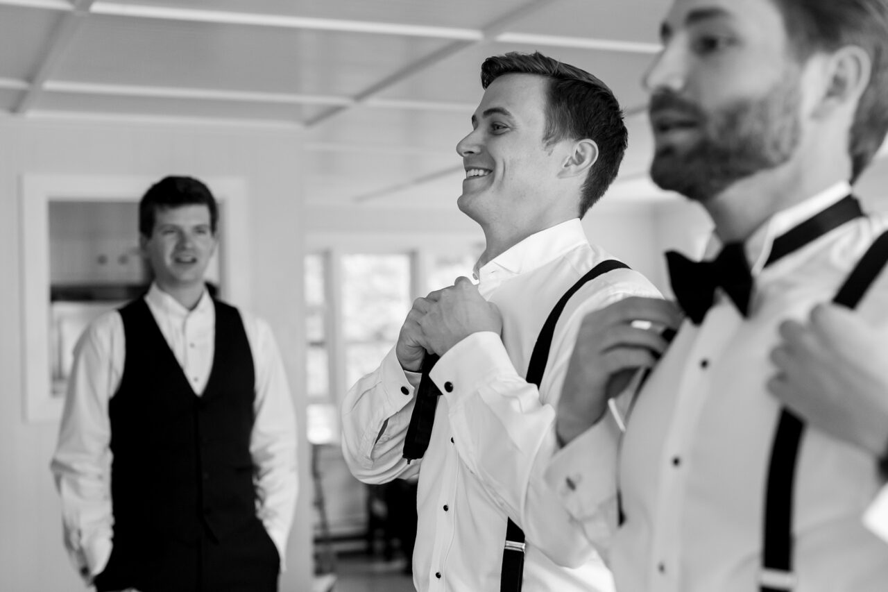 Groomsmen getting ready at Watervale Inn