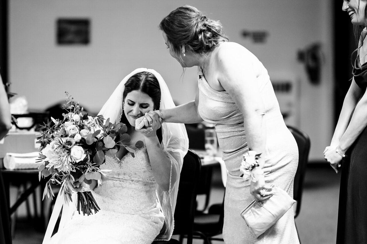 bride and her mother just before the wedding