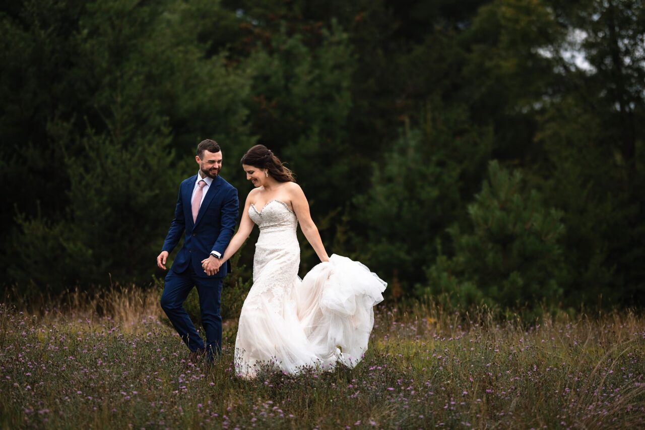 bride and groom at caberfae peaks