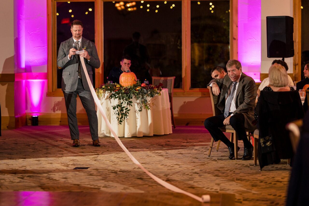 toasts at wedding reception at the Homestead Resort