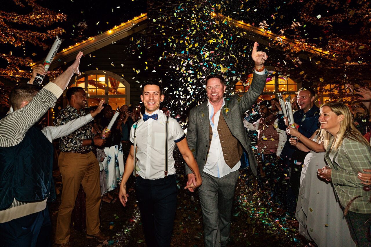 confetti exit from wedding in Northern Michigan