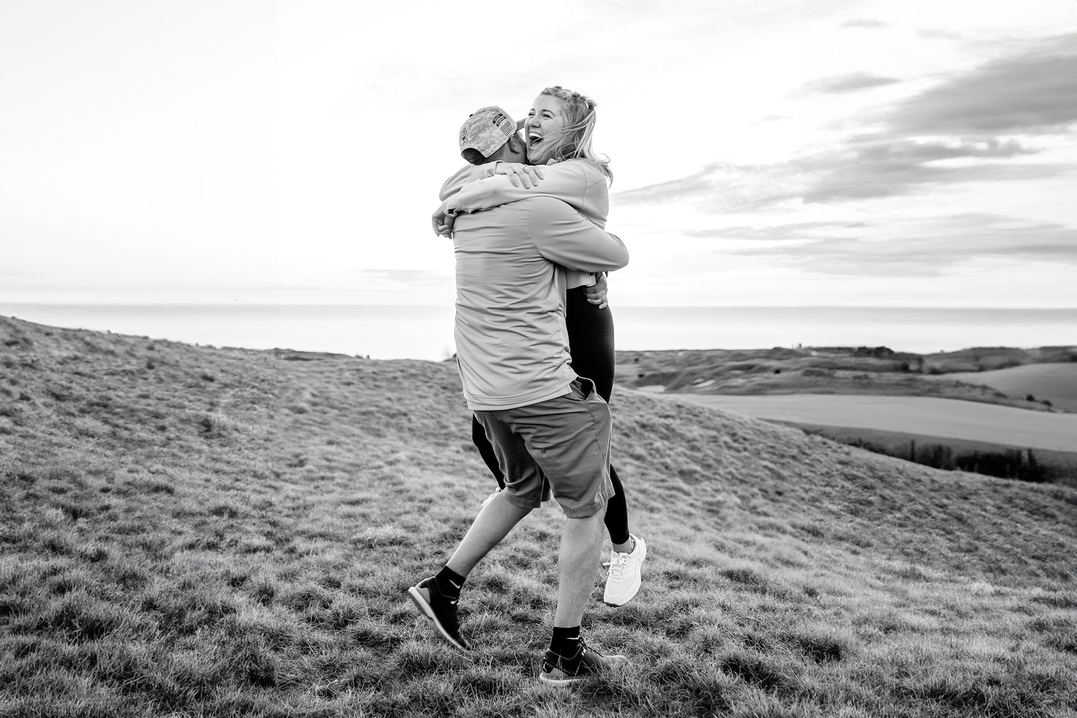 bride excited to be engaged in Frankfort Michigan Lake Bluff Preserve