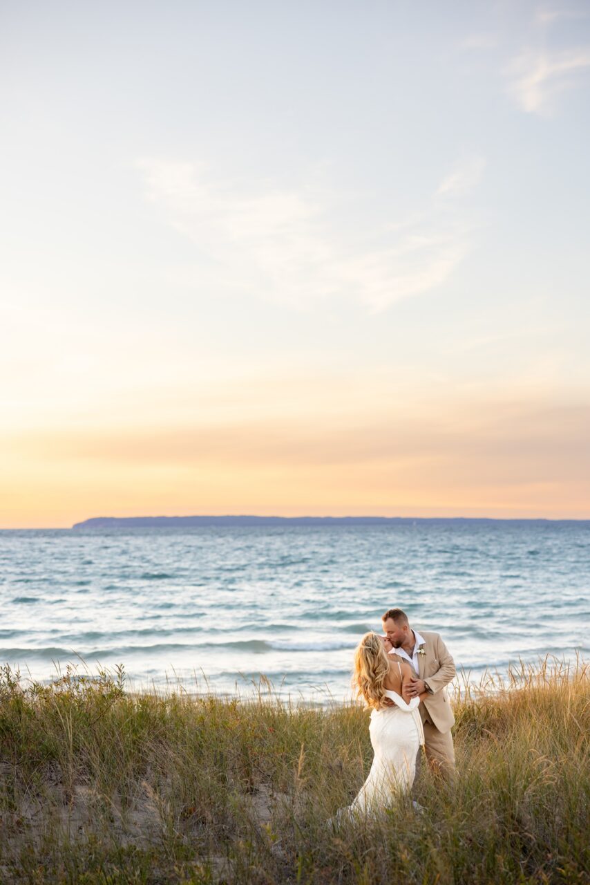 Lake Michigan sunset wedding